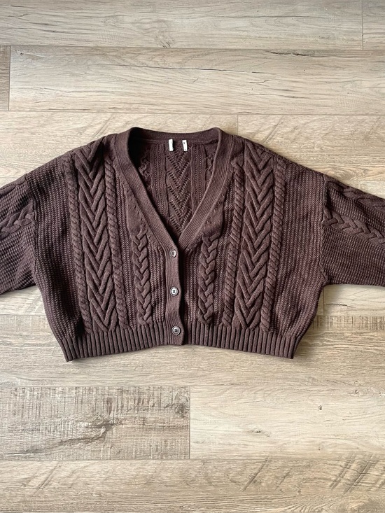 Aritzia Sweaters - Aritzia brown cooper  Cable Knit Cardigan Sweater